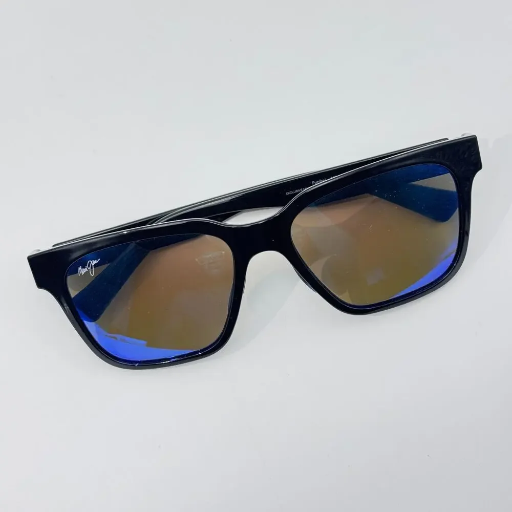 Maui Jim Sunglasses Punikai MP-BH MJ631-02 Black Square Blue Lens 56-17-140mm